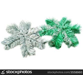 Two sparcle snowflakes isolated on a white background