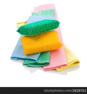 two sponges on rags