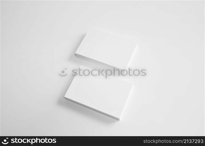 two stacks blank business cards
