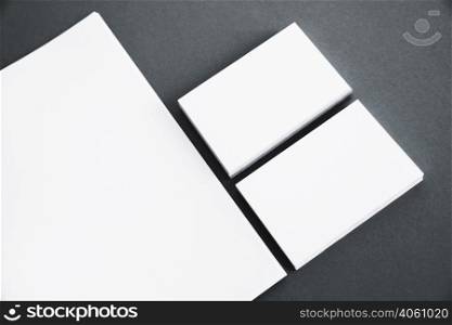 two stacks business cards paper