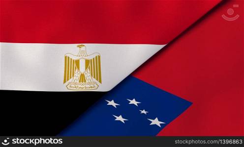 Two states flags of Egypt and Samoa. High quality business background. 3d illustration. The flags of Egypt and Samoa. News, reportage, business background. 3d illustration