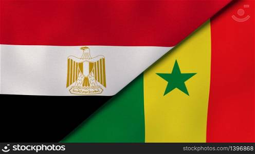 Two states flags of Egypt and Senegal. High quality business background. 3d illustration. The flags of Egypt and Senegal. News, reportage, business background. 3d illustration