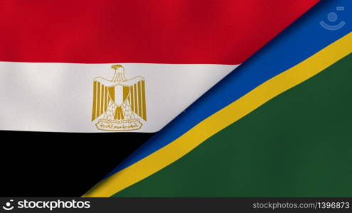 Two states flags of Egypt and Solomon Islands. High quality business background. 3d illustration. The flags of Egypt and Solomon Islands. News, reportage, business background. 3d illustration