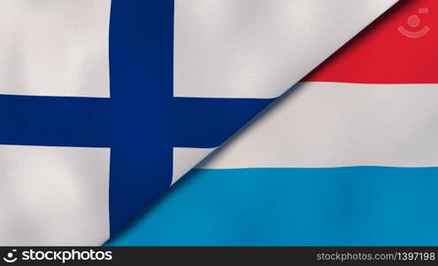 Two states flags of Finland and Luxembourg. High quality business background. 3d illustration. The flags of Finland and Luxembourg. News, reportage, business background. 3d illustration
