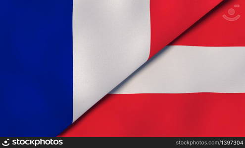 Two states flags of France and Austria. High quality business background. 3d illustration. The flags of France and Austria. News, reportage, business background. 3d illustration
