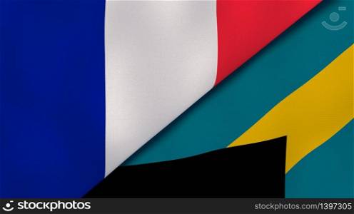 Two states flags of France and Bahamas. High quality business background. 3d illustration. The flags of France and Bahamas. News, reportage, business background. 3d illustration