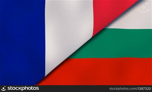 Two states flags of France and Bulgaria. High quality business background. 3d illustration. The flags of France and Bulgaria. News, reportage, business background. 3d illustration
