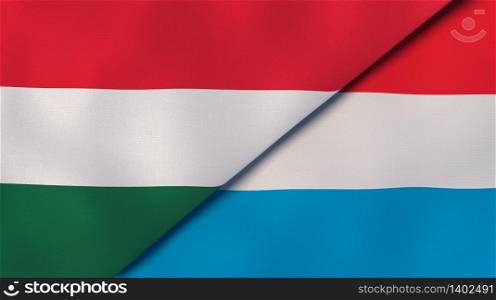 Two states flags of Hungary and Luxembourg. High quality business background. 3d illustration. The flags of Hungary and Luxembourg. News, reportage, business background. 3d illustration