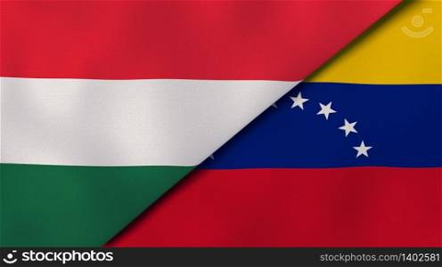 Two states flags of Hungary and Venezuela. High quality business background. 3d illustration. The flags of Hungary and Venezuela. News, reportage, business background. 3d illustration