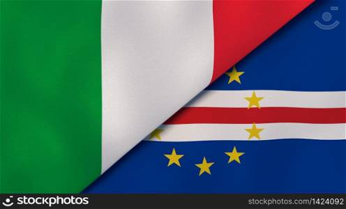 Two states flags of Italy and Cape Verde. High quality business background. 3d illustration. The flags of Italy and Cape Verde. News, reportage, business background. 3d illustration