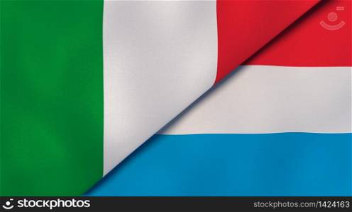 Two states flags of Italy and Luxembourg. High quality business background. 3d illustration. The flags of Italy and Luxembourg. News, reportage, business background. 3d illustration