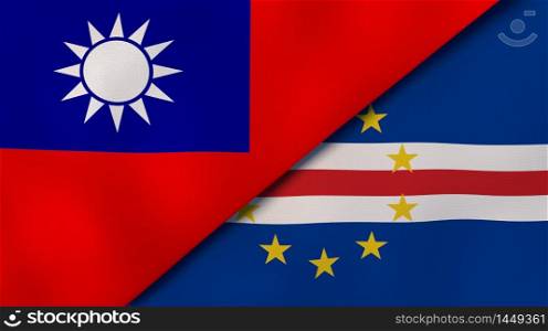 Two states flags of Taiwan and Cape Verde. High quality business background. 3d illustration. The flags of Taiwan and Cape Verde. News, reportage, business background. 3d illustration