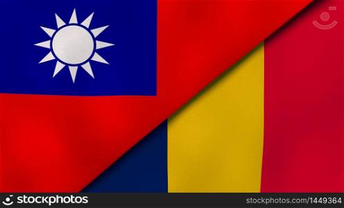 Two states flags of Taiwan and Chad. High quality business background. 3d illustration. The flags of Taiwan and Chad. News, reportage, business background. 3d illustration