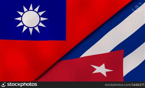 Two states flags of Taiwan and Cuba. High quality business background. 3d illustration. The flags of Taiwan and Cuba. News, reportage, business background. 3d illustration