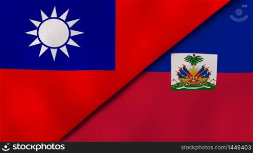 Two states flags of Taiwan and Haiti. High quality business background. 3d illustration. The flags of Taiwan and Haiti. News, reportage, business background. 3d illustration