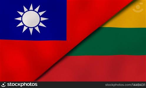 Two states flags of Taiwan and Lithuania. High quality business background. 3d illustration. The flags of Taiwan and Lithuania. News, reportage, business background. 3d illustration