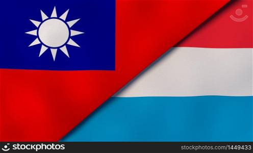 Two states flags of Taiwan and Luxembourg. High quality business background. 3d illustration. The flags of Taiwan and Luxembourg. News, reportage, business background. 3d illustration