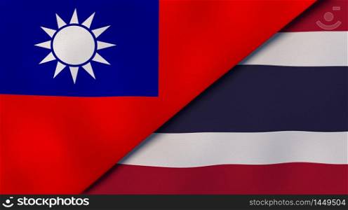 Two states flags of Taiwan and Thailand. High quality business background. 3d illustration. The flags of Taiwan and Thailand. News, reportage, business background. 3d illustration