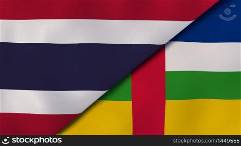 Two states flags of Thailand and Central African Republic. High quality business background. 3d illustration. The flags of Thailand and Central African Republic. News, reportage, business background. 3d illustration