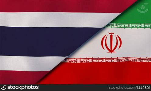 Two states flags of Thailand and Iran. High quality business background. 3d illustration. The flags of Thailand and Iran. News, reportage, business background. 3d illustration