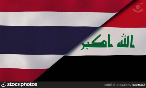 Two states flags of Thailand and Iraq. High quality business background. 3d illustration. The flags of Thailand and Iraq. News, reportage, business background. 3d illustration