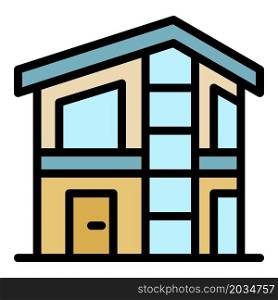 Two storey cottage icon. Outline two storey cottage vector icon color flat isolated. Two storey cottage icon color outline vector