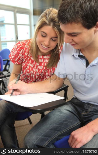 Two students in a training room