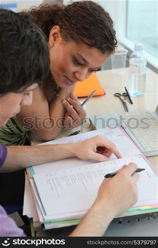 Two students preparing for exam