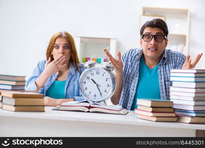 Two students runnng out of time to prepare for exams