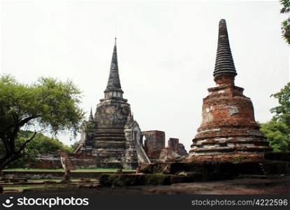 Two stupas in wat Phra Si anphet in Ayuthaya, central Thailand