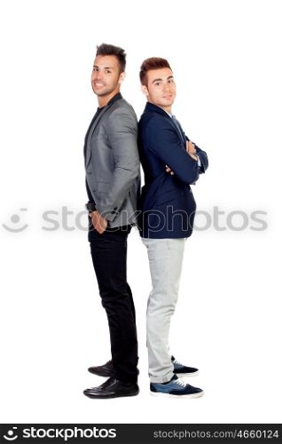 Two stylish businessman isolated on a white background
