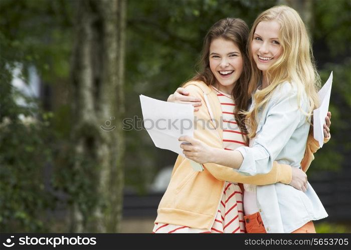 Two Teenage Girls Celebrating Successful Exam Results