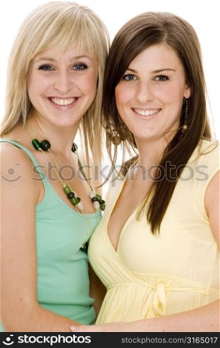 Two teenage girls smiling