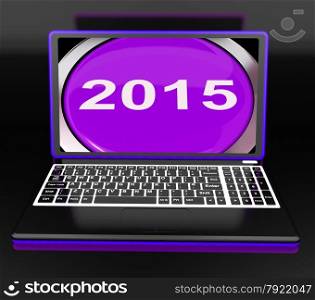 Two Thousand And Fifteen On Laptop Showing New Year 2015