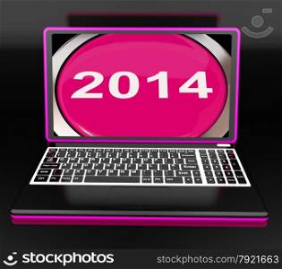 Two Thousand And Fourteen On Laptop Showing New Year 2014