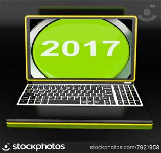 Two Thousand And Seventeen On Laptop Showing New Year 2017
