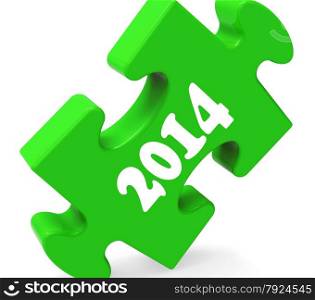 . Two Thousand Fourteen On Puzzle Showing Year 2014