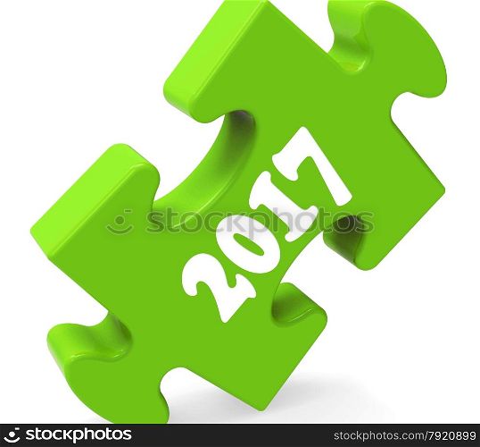 . Two Thousand Seventeen On Puzzle Showing Year 2017