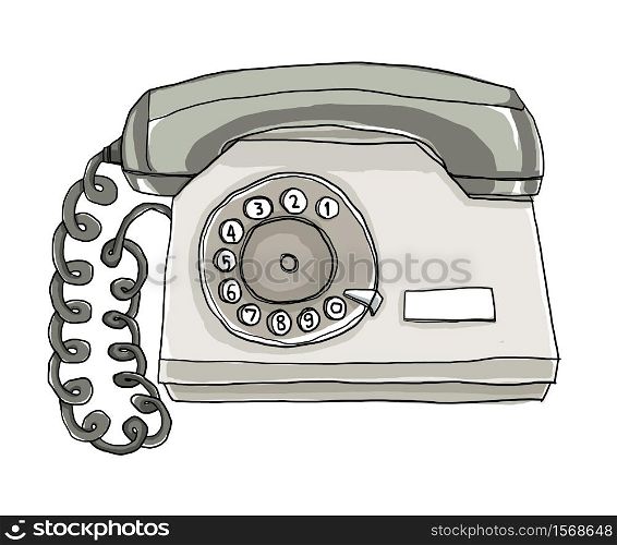 two tone telephone Vintage Wall Phone illustration