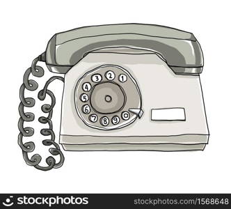 two tone telephone Vintage Wall Phone illustration