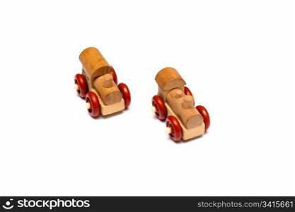 Two toy steam engine - pals, but without rails. Two toy steam