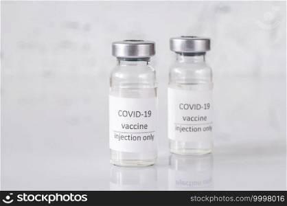 Two tubes of COVID-19 coronavirus vaccine