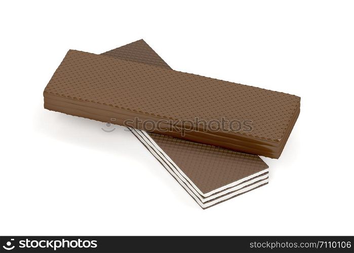 Two types of chocolate wafers on white background
