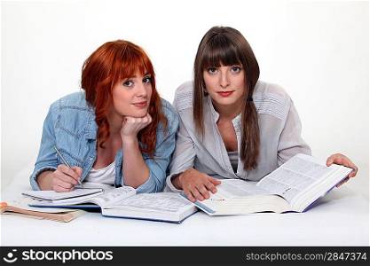 Two university students revising for exam