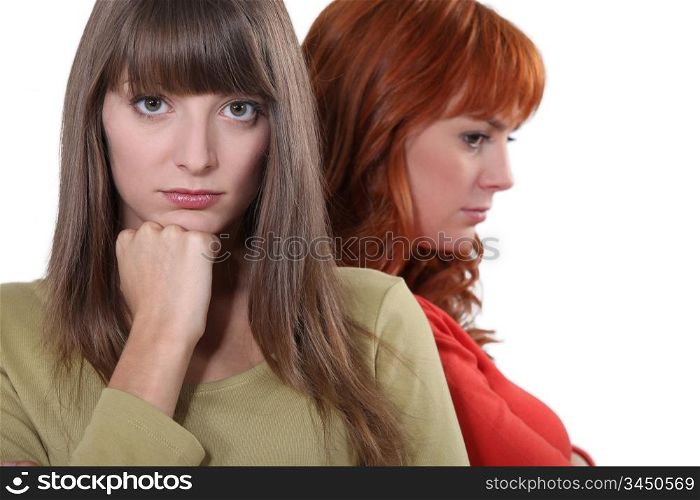 Two upset female friends