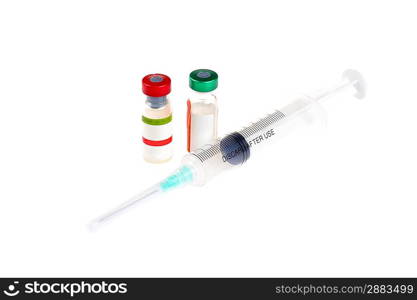 two vial with medicine and syringe