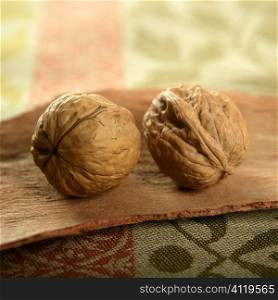 two walnut over tablecloth