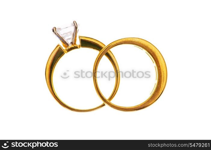 Two wedding rings isolated on the white