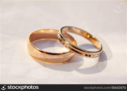 Two wedding rings on a white background. Wedding rings.. Two wedding rings on white background. Wedding rings.
