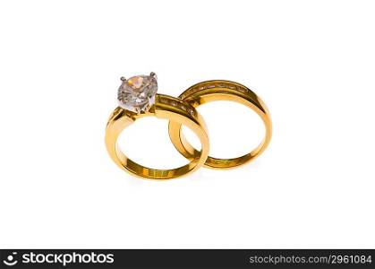 Two wedding rings - selective focus at the lower part